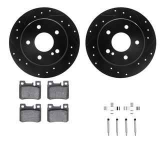 R1 Concepts® - Drilled and Slotted Rear Brake Kit with Euro Ceramic Pads