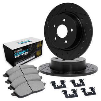 R1 Concepts® - Drilled and Slotted Rear Brake Kit with Euro Ceramic Pads