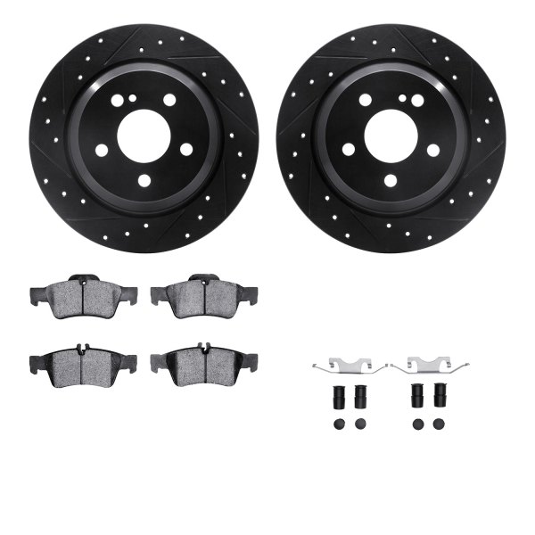  R1 Concepts® - Drilled and Slotted Rear Brake Kit with Euro Ceramic Pads