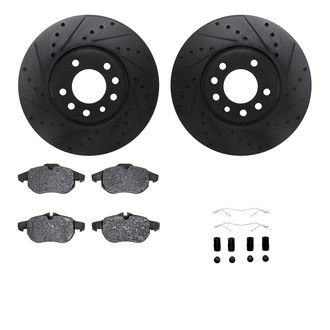 R1 Concepts® - Drilled and Slotted Front Brake Kit with Euro Ceramic Pads