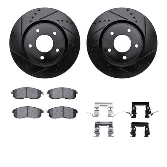 R1 Concepts® - Drilled and Slotted Front Brake Kit with Euro Ceramic Pads