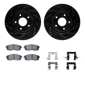 R1 Concepts® - Drilled and Slotted Front Brake Kit with Euro Ceramic Pads