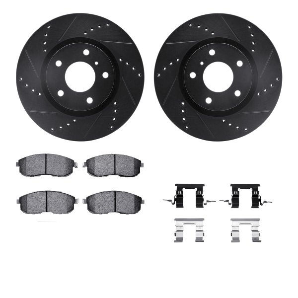  R1 Concepts® - Drilled and Slotted Front Brake Kit with Euro Ceramic Pads