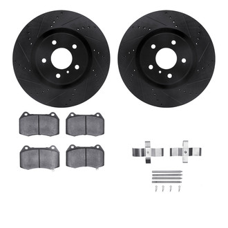 R1 Concepts® - Drilled and Slotted Front Brake Kit with Euro Ceramic Pads