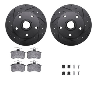R1 Concepts® - Drilled and Slotted Rear Brake Kit with Euro Ceramic Pads