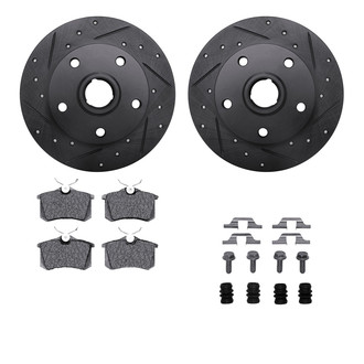 R1 Concepts® - Drilled and Slotted Rear Brake Kit with Euro Ceramic Pads