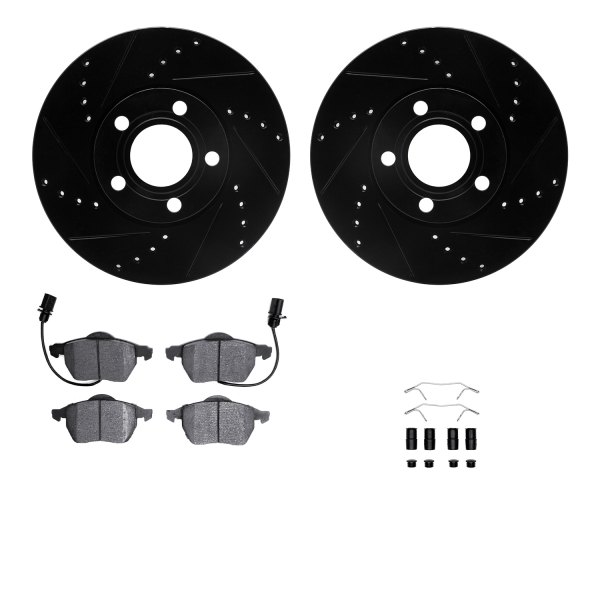  R1 Concepts® - Drilled and Slotted Front Brake Kit with Euro Ceramic Pads