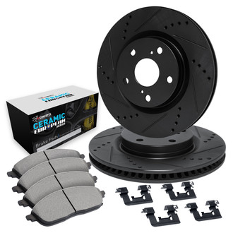 R1 Concepts® - Drilled and Slotted Rear Brake Kit with Euro Ceramic Pads