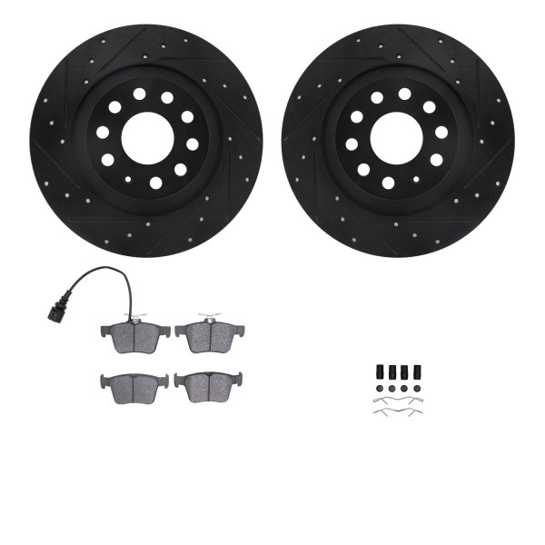  R1 Concepts® - Drilled and Slotted Rear Brake Kit with Euro Ceramic Pads