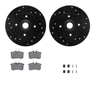 R1 Concepts® - Drilled and Slotted Rear Brake Kit with Euro Ceramic Pads