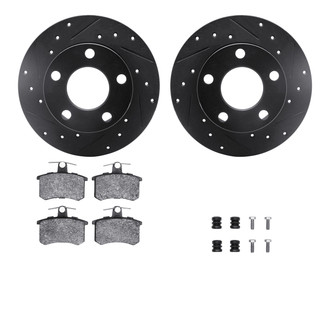 R1 Concepts® - Drilled and Slotted Rear Brake Kit with Euro Ceramic Pads