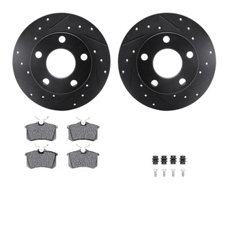 R1 Concepts® - Drilled and Slotted Rear Brake Kit with Euro Ceramic Pads