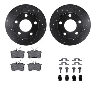R1 Concepts® - Drilled and Slotted Rear Brake Kit with Euro Ceramic Pads