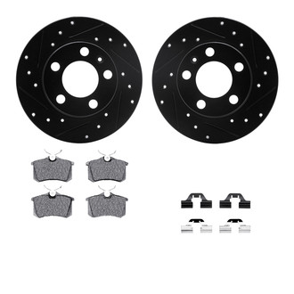 R1 Concepts® - Drilled and Slotted Rear Brake Kit with Euro Ceramic Pads