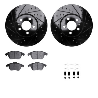 R1 Concepts® - Drilled and Slotted Front Brake Kit with Euro Ceramic Pads