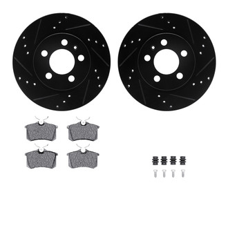 R1 Concepts® - Drilled and Slotted Rear Brake Kit with Euro Ceramic Pads