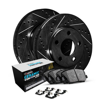 R1 Concepts® - Drilled and Slotted Rear Brake Kit with Euro Ceramic Pads