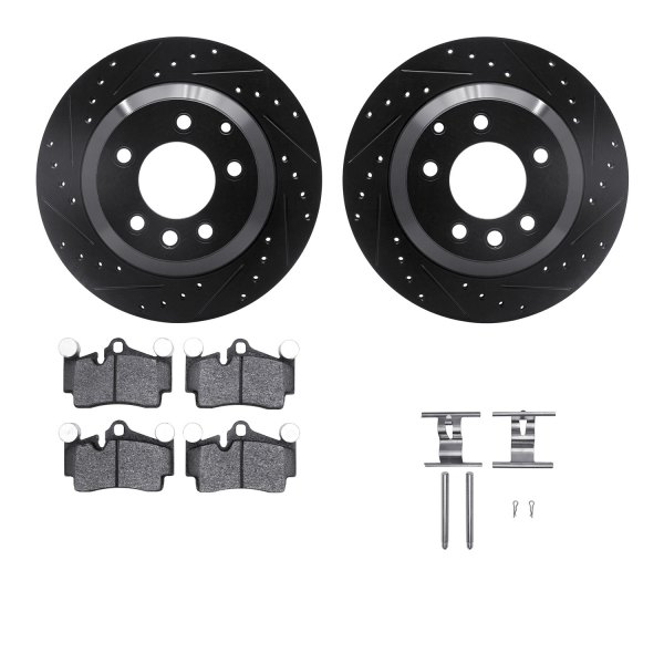  R1 Concepts® - Drilled and Slotted Rear Brake Kit with Euro Ceramic Pads