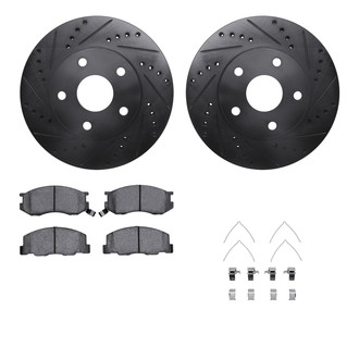 R1 Concepts® - Drilled and Slotted Front Brake Kit with Euro Ceramic Pads