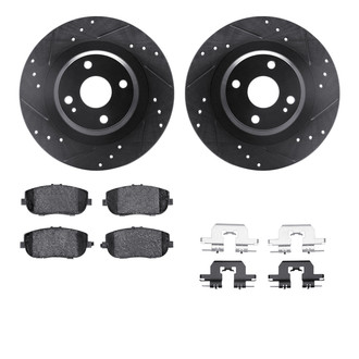 R1 Concepts® - Drilled and Slotted Rear Brake Kit with Euro Ceramic Pads