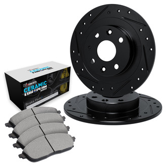 R1 Concepts® - Drilled and Slotted Rear Brake Kit with Euro Ceramic Pads