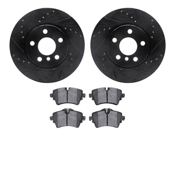  R1 Concepts® - Drilled and Slotted Front Brake Kit with Euro Ceramic Pads