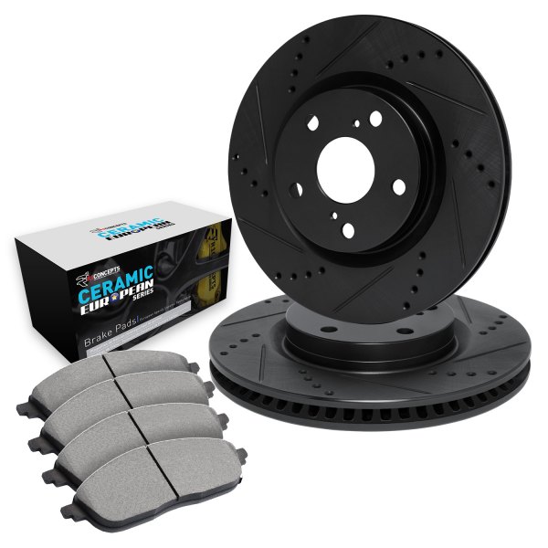  R1 Concepts® - Drilled and Slotted Front Brake Kit with Euro Ceramic Pads