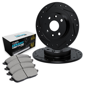 R1 Concepts® - Drilled and Slotted Rear Brake Kit with Euro Ceramic Pads