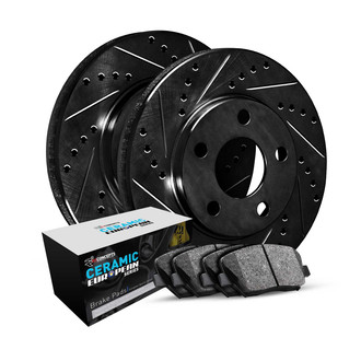 R1 Concepts® - Drilled and Slotted Front Brake Kit with Euro Ceramic Pads