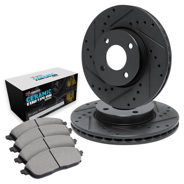  R1 Concepts® - Drilled and Slotted Front Brake Kit with Euro Ceramic Pads