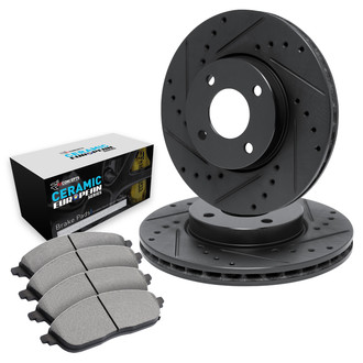 R1 Concepts® - Drilled and Slotted Front Brake Kit with Euro Ceramic Pads