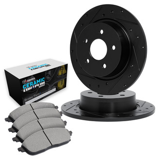 R1 Concepts® - Drilled and Slotted Rear Brake Kit with Euro Ceramic Pads