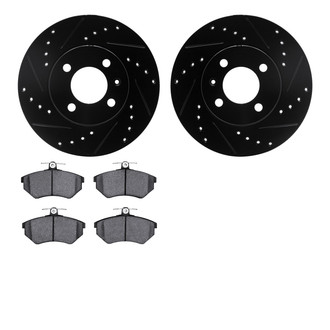 R1 Concepts® - Drilled and Slotted Front Brake Kit with Euro Ceramic Pads