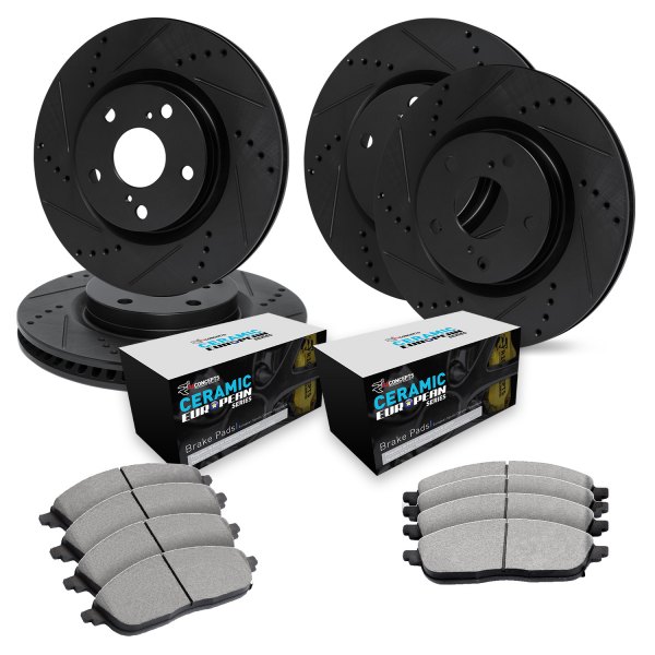  R1 Concepts® - Drilled and Slotted Front and Rear Brake Kit with Euro Ceramic Pads