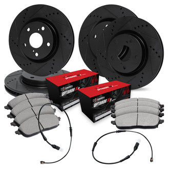 R1 Concepts® - Drilled and Slotted Front and Rear Brake Kit with Optimum OE Pads