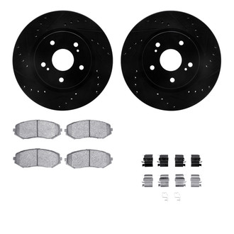 R1 Concepts® - Drilled and Slotted Front Brake Kit with Optimum OE Pads