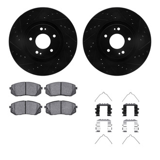 R1 Concepts® - Drilled and Slotted Front Brake Kit with Optimum OE Pads