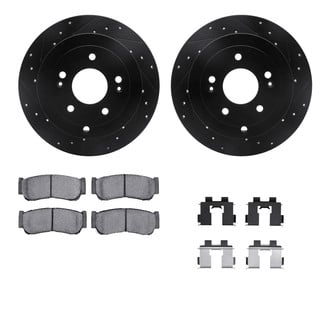 R1 Concepts® - Drilled and Slotted Rear Brake Kit with Optimum OE Pads