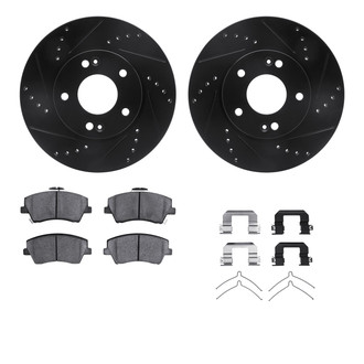 R1 Concepts® - Drilled and Slotted Front Brake Kit with Optimum OE Pads