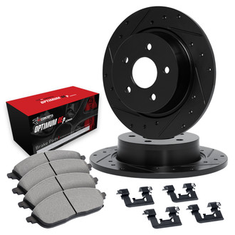 R1 Concepts® - Drilled and Slotted Rear Brake Kit with Optimum OE Pads