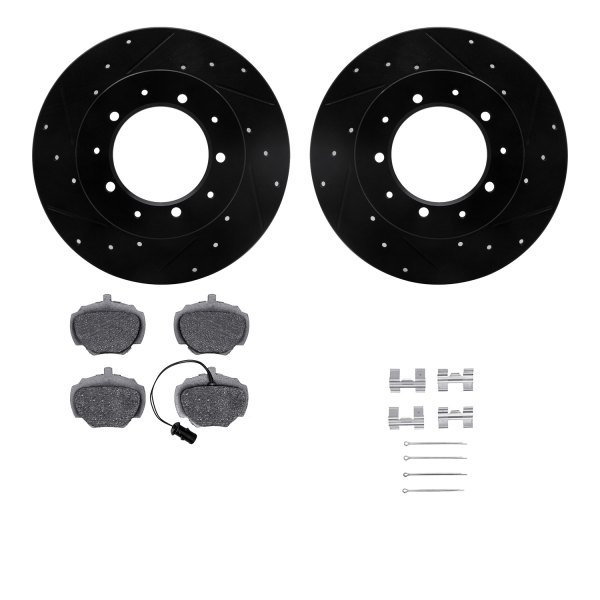  R1 Concepts® - Drilled and Slotted Rear Brake Kit with Optimum OE Pads