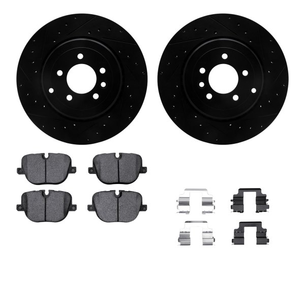  R1 Concepts® - Drilled and Slotted Rear Brake Kit with Optimum OE Pads