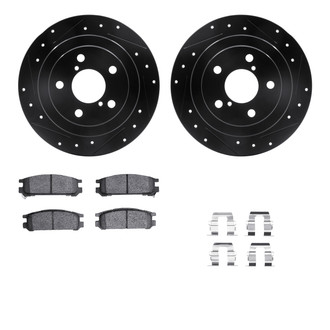 R1 Concepts® - Drilled and Slotted Rear Brake Kit with Optimum OE Pads