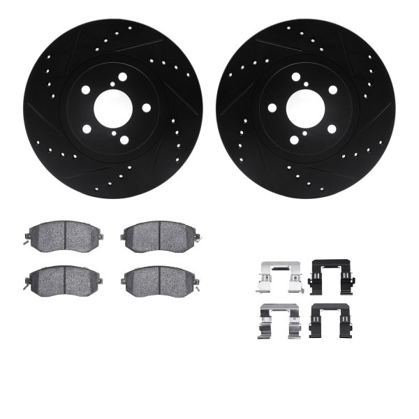  R1 Concepts® - Drilled and Slotted Front Brake Kit with Optimum OE Pads