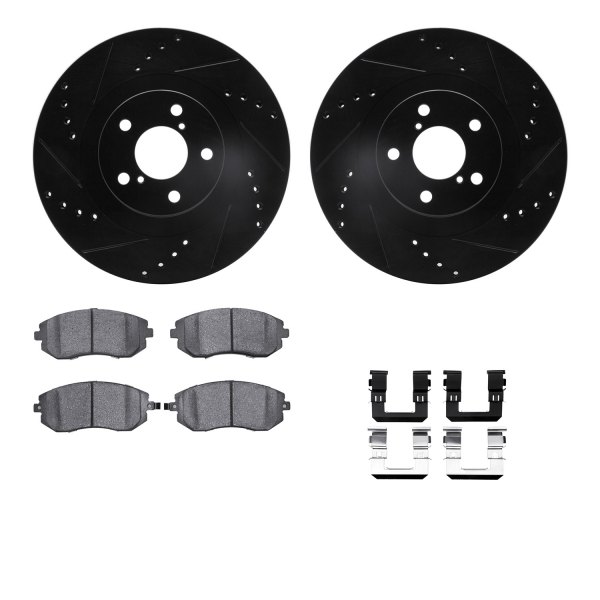  R1 Concepts® - Drilled and Slotted Front Brake Kit with Optimum OE Pads