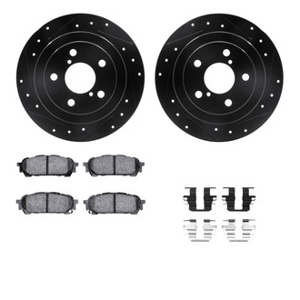 R1 Concepts® - Drilled and Slotted Rear Brake Kit with Optimum OE Pads