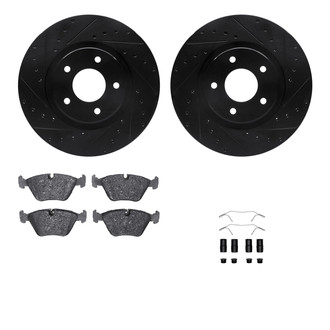 R1 Concepts® - Drilled and Slotted Front Brake Kit with Optimum OE Pads