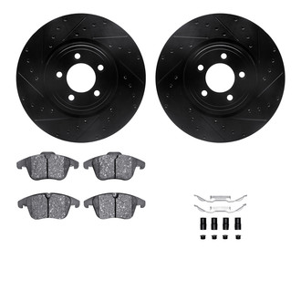 R1 Concepts® - Drilled and Slotted Front Brake Kit with Optimum OE Pads