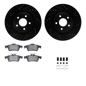 R1 Concepts® - Drilled and Slotted Rear Brake Kit with Optimum OE Pads