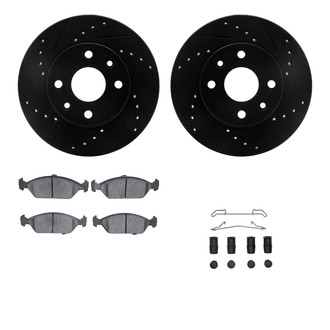 R1 Concepts® - Drilled and Slotted Front Brake Kit with Optimum OE Pads
